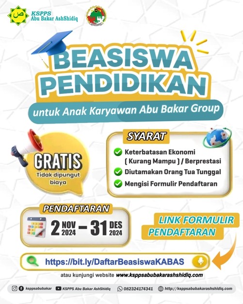 Beasiswa Pendidikan Untuk Anak Karyawan Abu Bakar Group