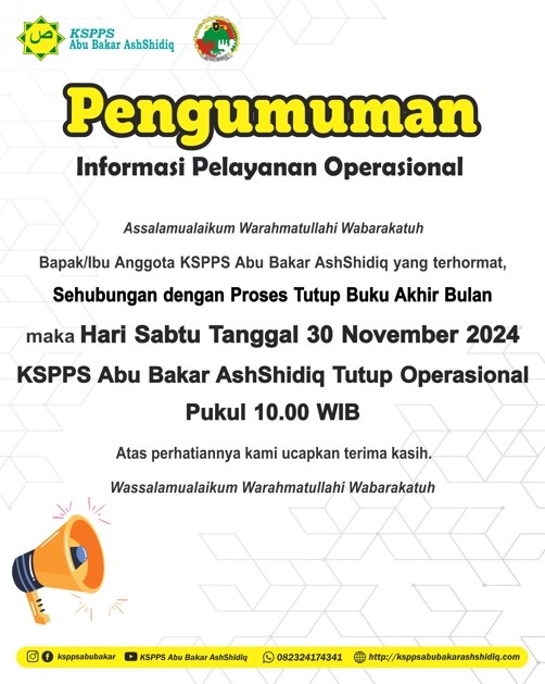 Pengumuman Informasi Pelayanan Operasional