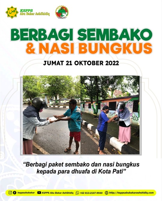 Berbagi Sembako dan Nasi Bungkus kepada para dhuafa di Kota Pati