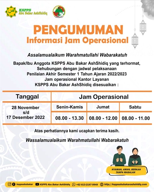 Pengumuman Jam Operasional